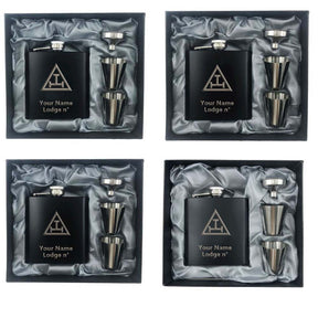 Royal Arch Chapter Flask - 2 Shot Glasses & Funnel - Bricks Masons