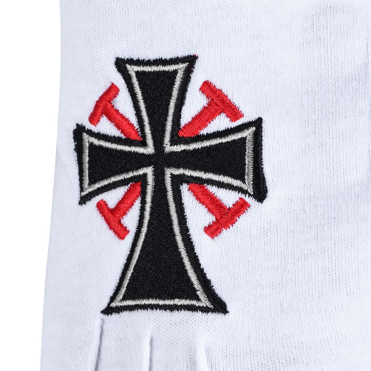 Knights Templar Commandery Gloves - Black Cross - Bricks Masons