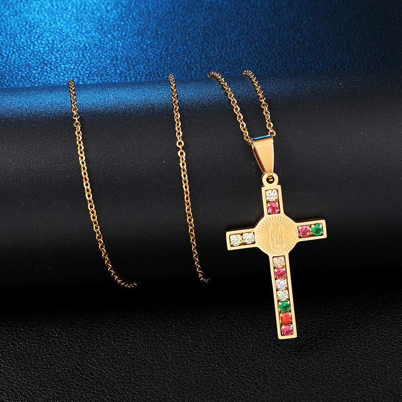 Knights Templar Commandery Necklace - Colorful Rhinestone Cross Pendants - Bricks Masons