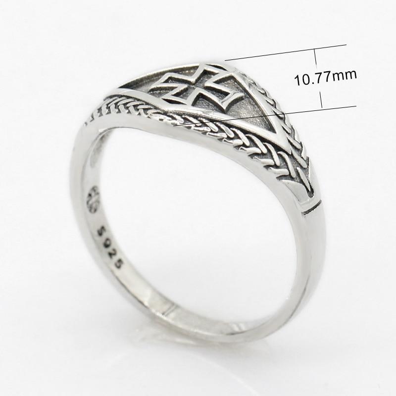 Sterling Silver Vintage Medieval Motif Knights Templar Cross Ring - Bricks Masons