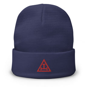 Royal Arch Chapter Beanie - Red Tripe Tau Embroidery - Bricks Masons