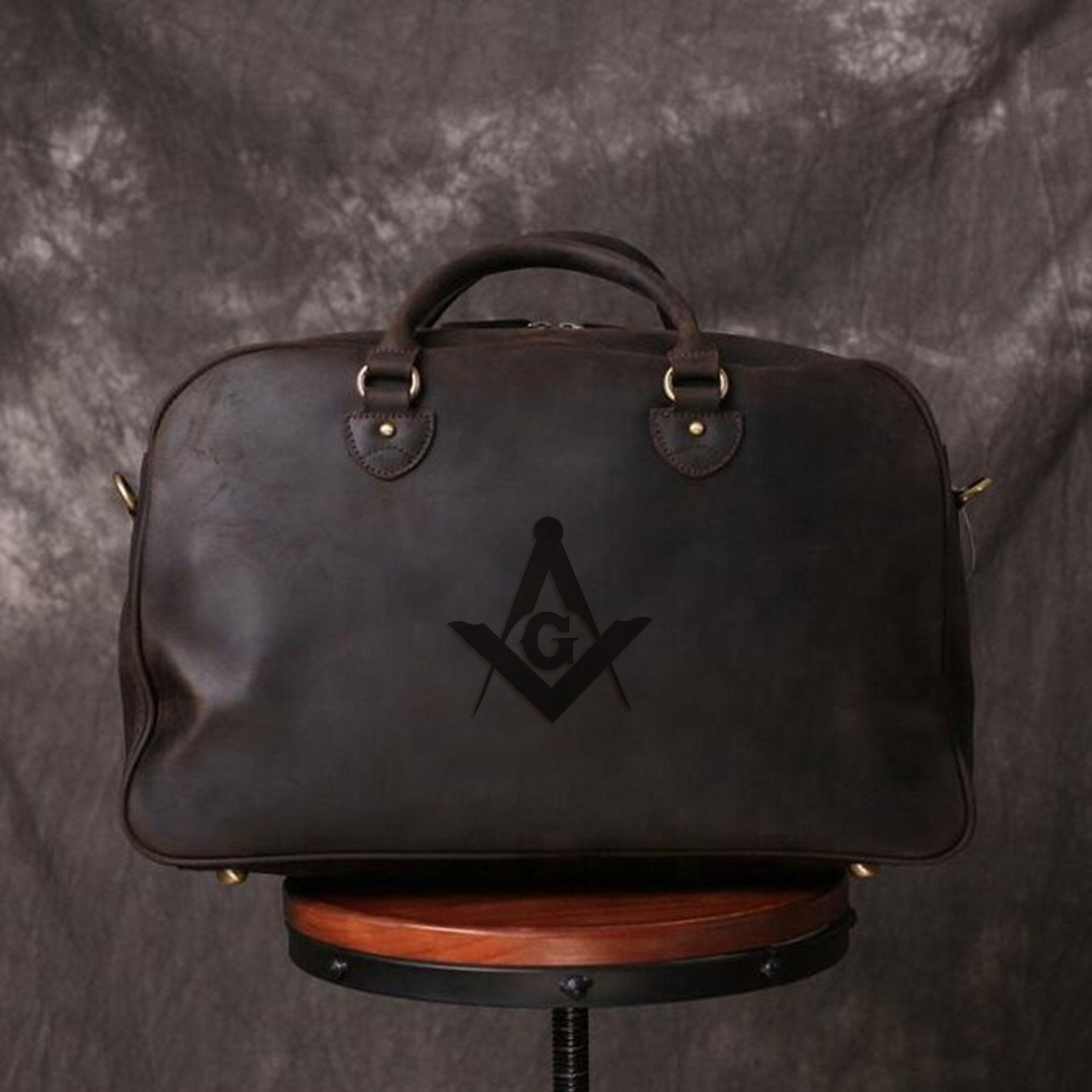 Handmade Genuine Leather Masonic Duffel/Travel Bag - (2 Variants) - Bricks Masons