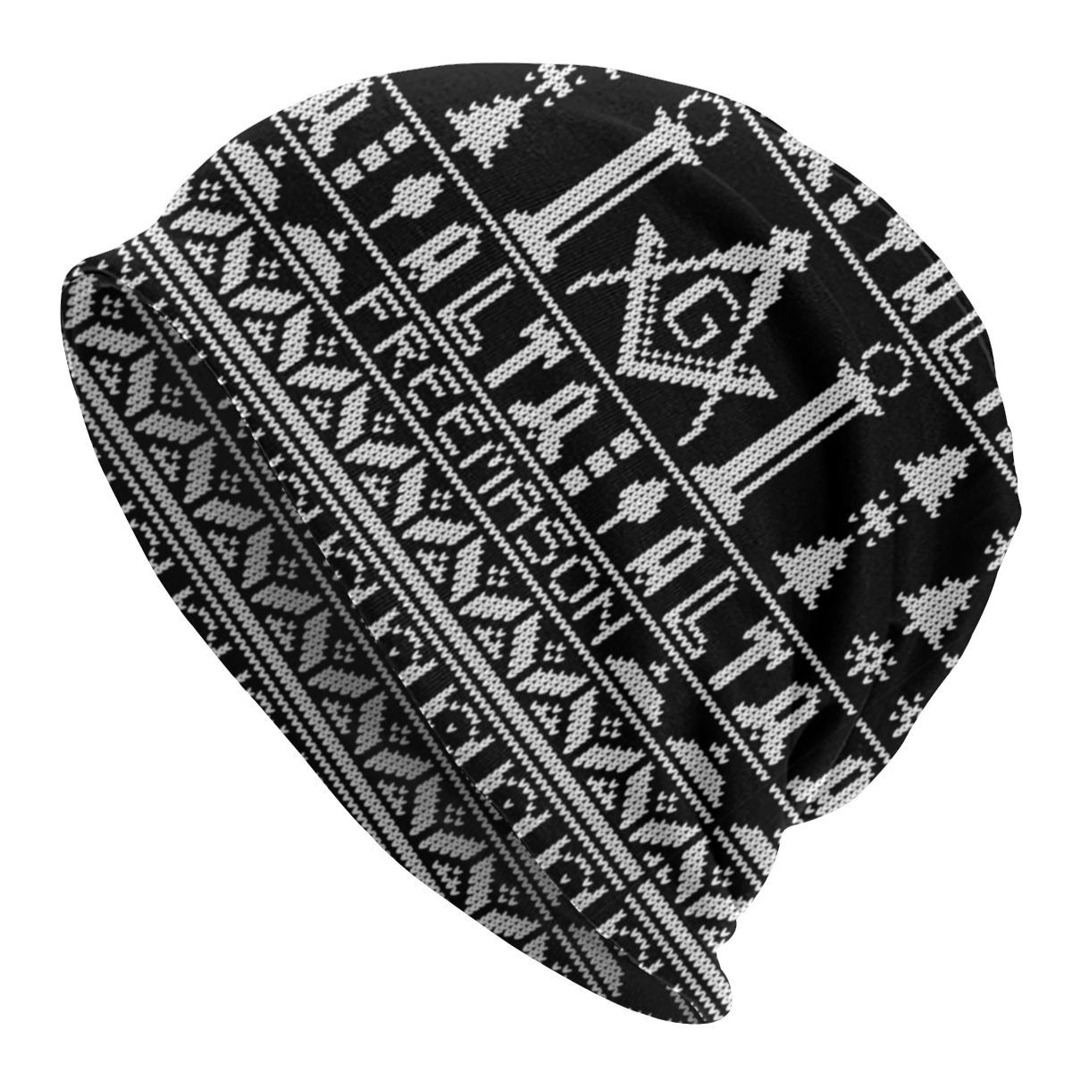 Master Mason Blue Lodge Beanie - Christmas Black & White