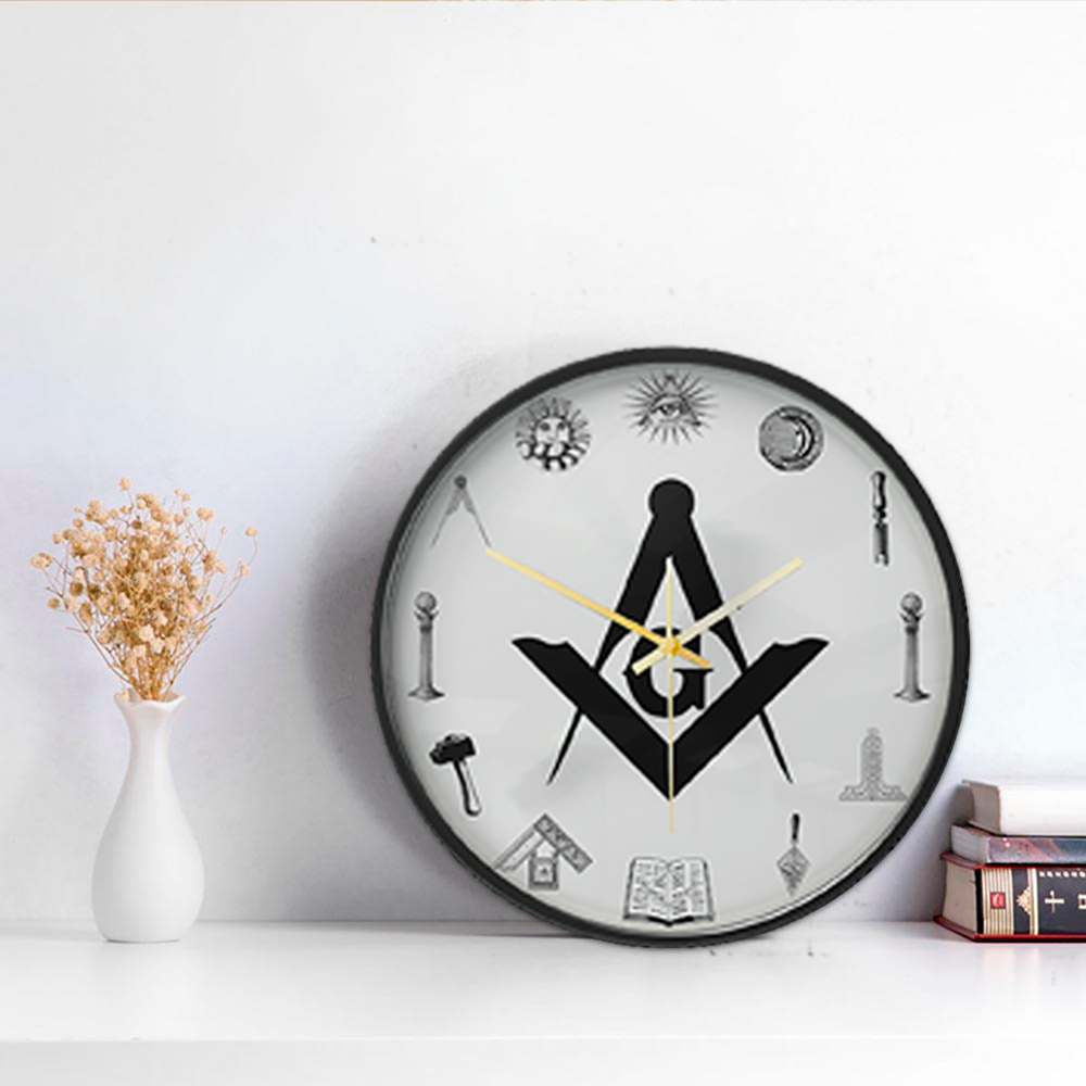 Master Mason Blue Lodge Clock - Frame with LED - Bricks Masons