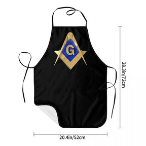 Master Mason Blue Lodge Kitchen Apron - Golden Square and Compass G - Bricks Masons