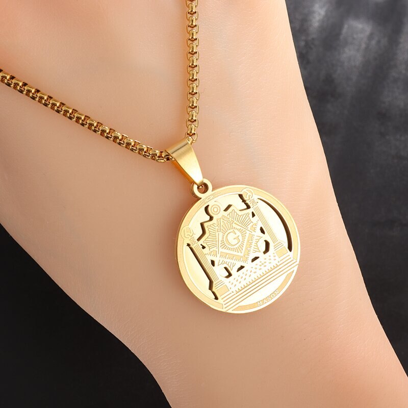 Master Mason Pendant - Stainless Steel With Pillars - Bricks Masons