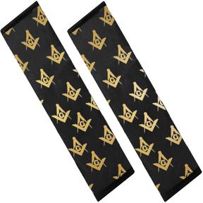 Master Mason Blue Lodge Seatbelt Cover - White & Gold - Bricks Masons