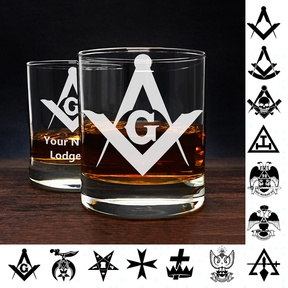 Personalized Masonic Whiskey Glasses - [Multiple Variants] - Bricks Masons