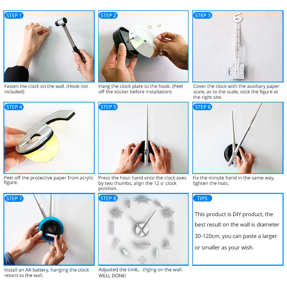 Order Of Malta Commandery Clock - Frameless Design - Bricks Masons