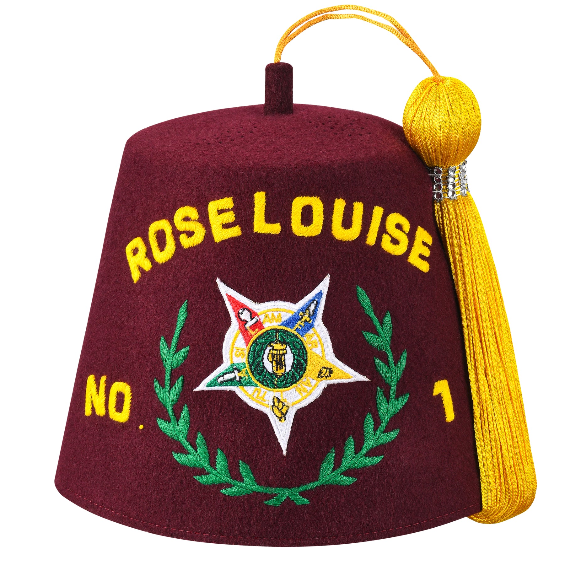 Order of the Amaranth Fez Hat - Silk Embroidery - Bricks Masons