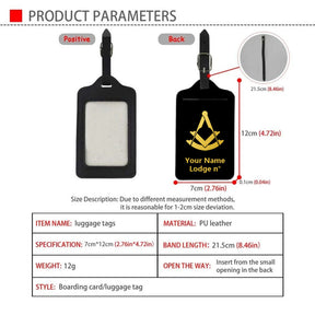 Past Master Blue Lodge Luggage Tag - Black Leather - Bricks Masons