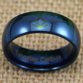 Past Master Blue Lodge Ring - Blue Dome Tungsten - Bricks Masons