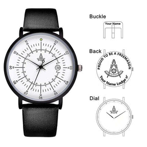 Past Master Blue Lodge California Regulation Wristwatch - Leather Straps - Bricks Masons