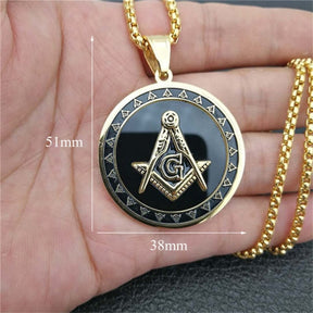 Master Mason Blue Lodge Necklace - Stainless Steel Square and Compass G - Bricks Masons
