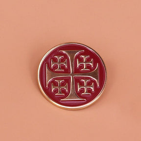 Knights Templar Commandery Lapel Pin - Red Jerusalem Solomon's Temple - Bricks Masons