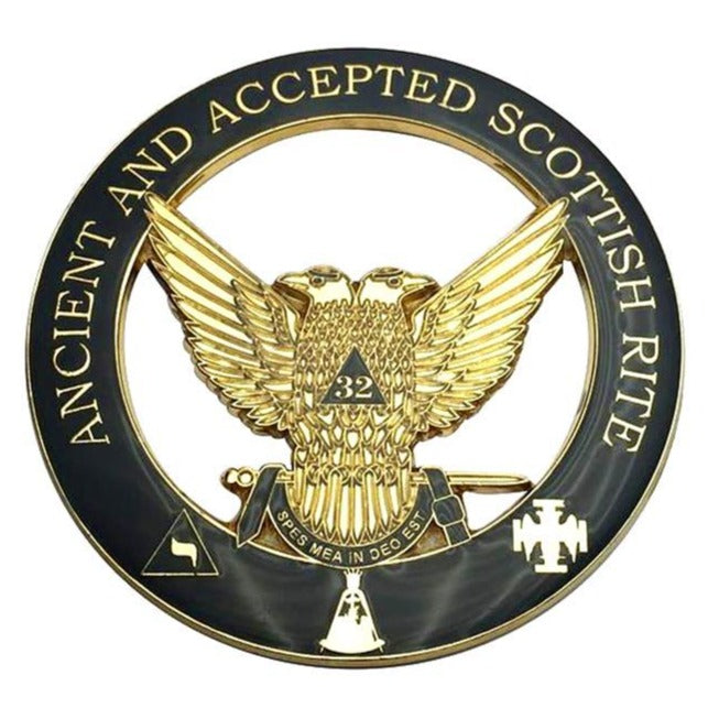32nd Degree Scottish Rite Car Emblem - Wings Up Design Medallion - Bricks Masons