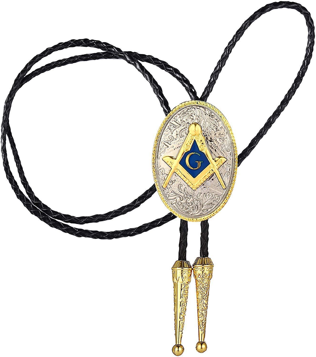 Master Mason Blue Lodge Bolo Tie - Square and Compass With G - Bricks Masons