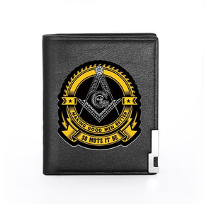 Master Mason Blue Lodge Wallet - Compass & Square with G with  Credit Card Holder (black, brown) - Bricks Masons