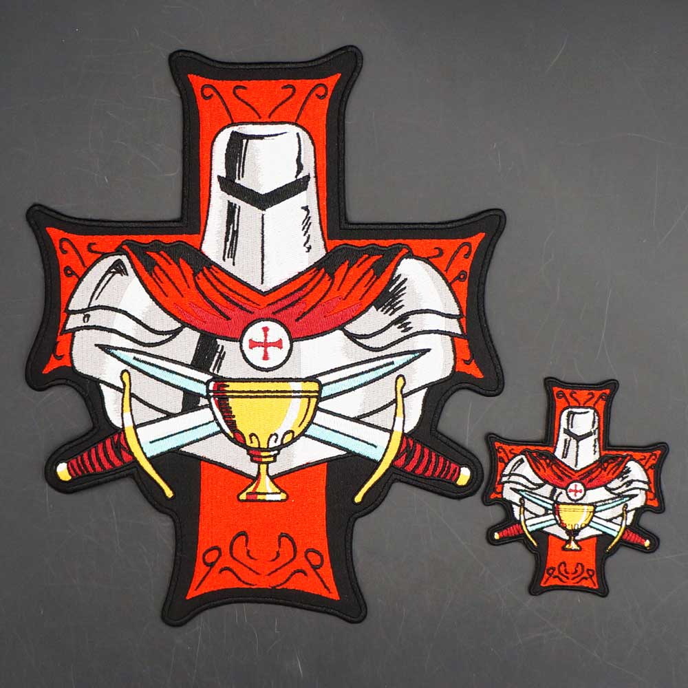 Knights Templar Commandery Patch - HANDMADE Holy Grail Christian Crusader Embroidered - Bricks Masons