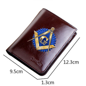 Master Mason Blue Lodge Wallet - Genuine Leather & Credit Card Holder (Black/Coffee) - Bricks Masons