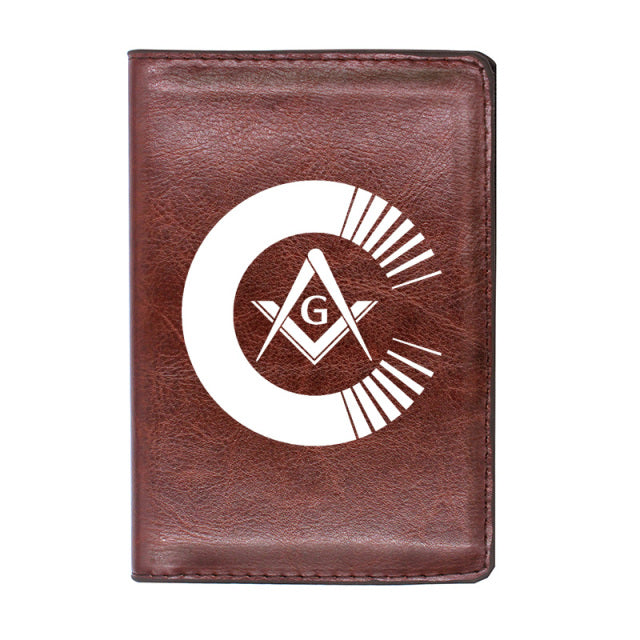 Master Mason Blue Lodge Wallet - PU Leather Passport & Credit Card Holder Black & Brown - Bricks Masons