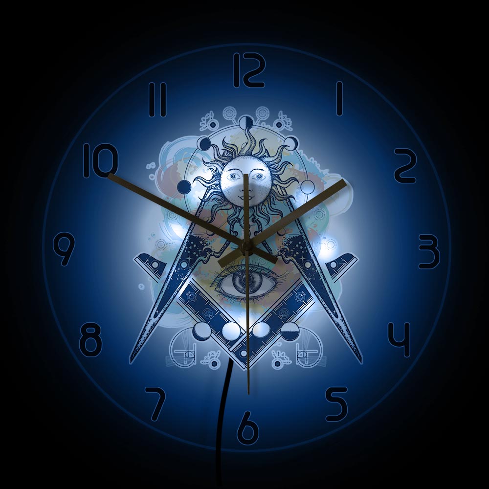 Master Mason Blue Lodge Clock - Eye of Providence LED - Bricks Masons