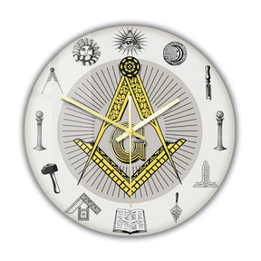 Master Mason Blue Lodge Clock - Golden Square and Compass G Digital LED - Bricks Masons