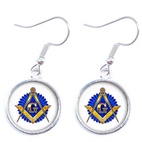 Master Mason Blue Lodge Earring - Square and Compass G - Bricks Masons