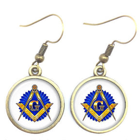 Master Mason Blue Lodge Earring - Square and Compass G - Bricks Masons
