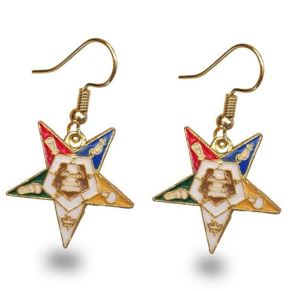 Order of the Eastern Star OES Golden Earrings - Bricks Masons
