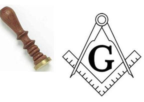 Wax Seal Masonic Symbol Square Compass G Deluxe Wood Handle - Bricks Masons