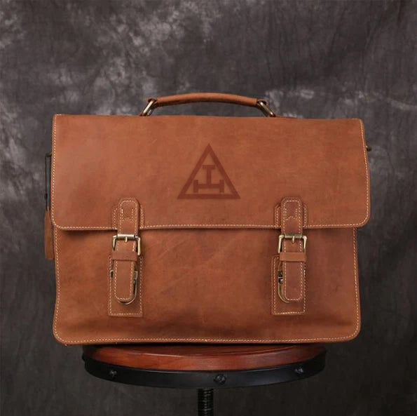 Royal Arch Chapter Briefcase - Handmade Leather - Bricks Masons