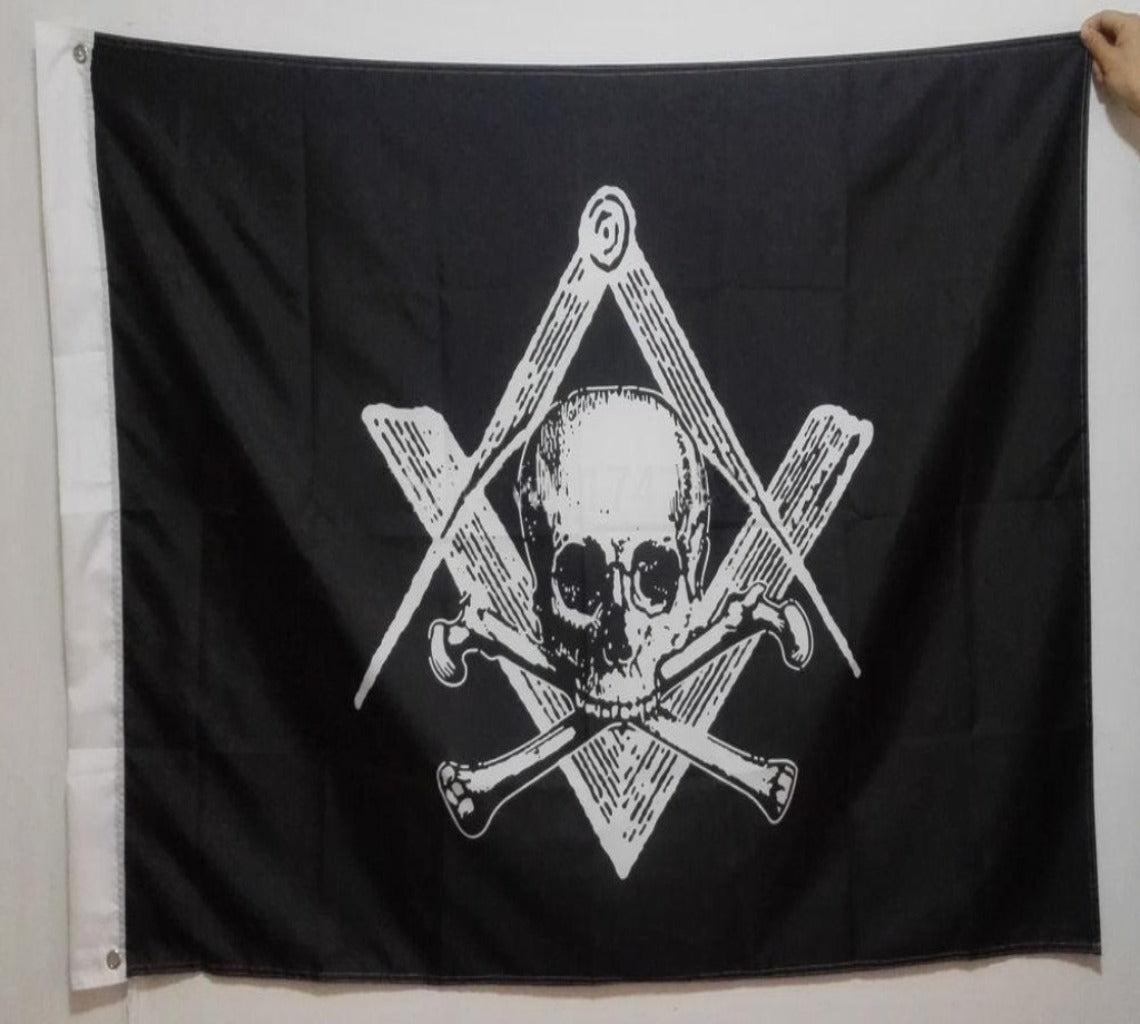 Skull & Bones Masonic Flag - Bricks Masons