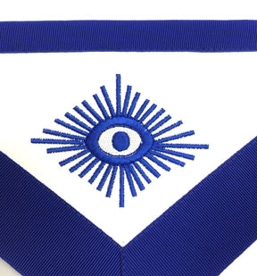 Treasurer Blue Lodge Officer Apron - Royal Blue Wreath Embroidery - Bricks Masons